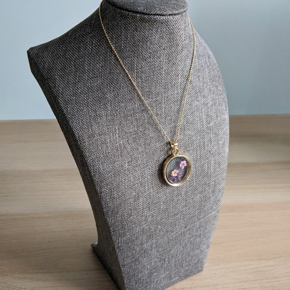 Etsy Pressed Flower Glass Necklace Boho - Picture 2 of 8